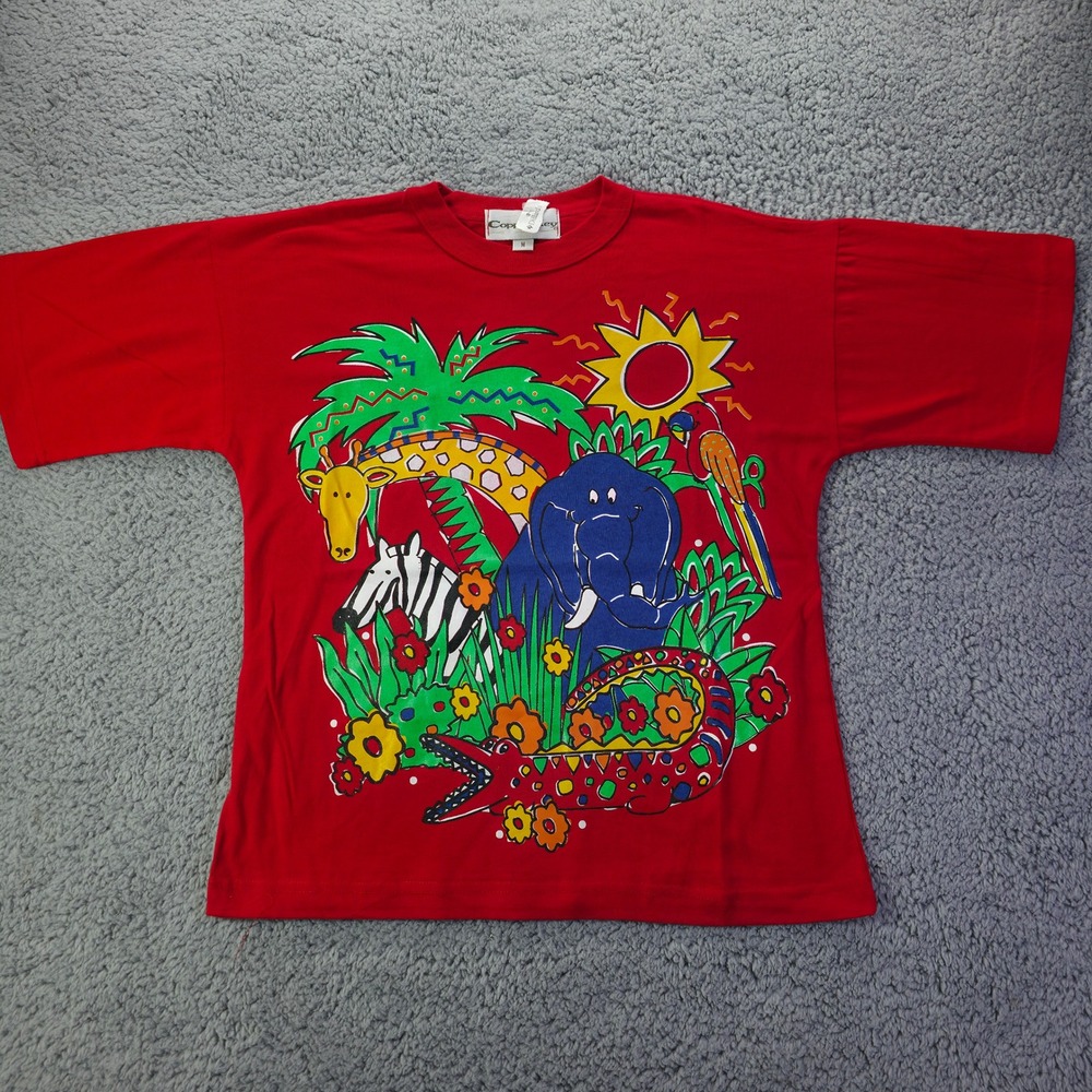 Copper Key Kids Red Jungle Animal Graphic T-Shirt Short Sleeve Size M